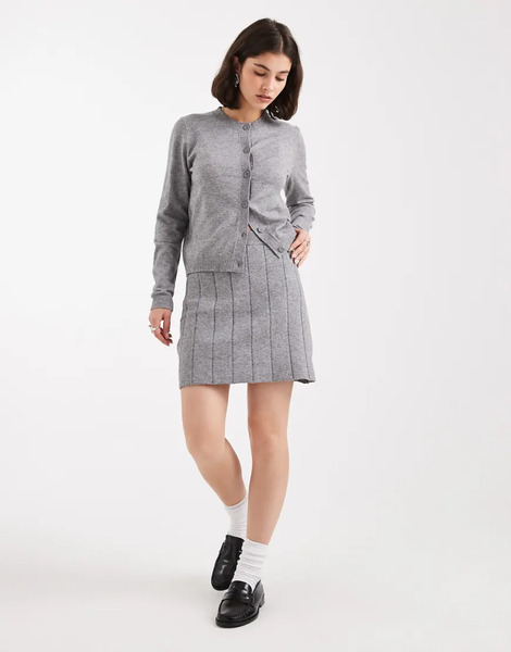  Object Minifalda Gris Medio Jaspeado De Punto Fino De Object (parte De Un Conjunto) 