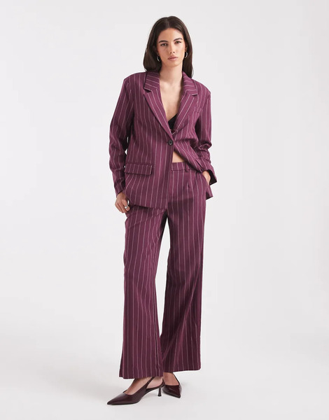 Object Pantalones De Sastre Burdeos De Pernera Ancha Con Raya Diplomática De Object (parte De Un Conjunto)-rojo 
