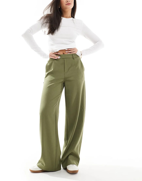  Object Pantalones De Sastre Verde Oliva De Pernera Ancha De Object 