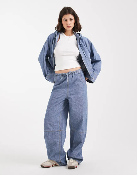  Object Vaqueros De Pernera Ancha Con Lavado Azul Claro Y Lazada En La Cintura De Object (parte De Un Conjunto) 