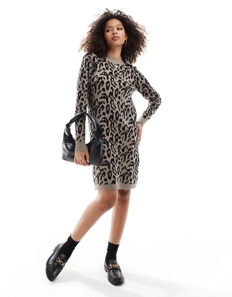  Object Vestido Con Estampado Animal De Punto De Object-beis Neutro 