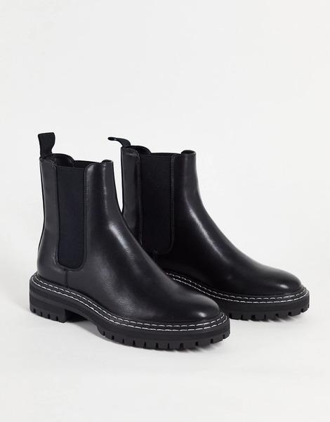  Only Botines Chelsea Negros Con Pespuntes En Contraste De Only 