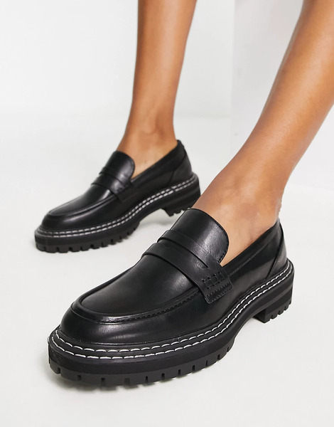  Only Mocasines Negros Con Pespuntes En Contraste De Only 