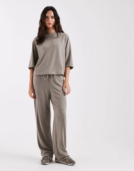  Only Pantalones Marrón Claro De Pernera Ancha De Tejido Texturizado Suave De Only (parte De Un Conjunto)-brown 