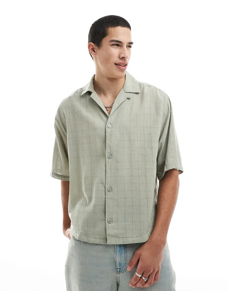  Only & Sons Camisa Verde Salvia Claro De Corte Holgado Con Cuello De Solapas Y Acabado Texturizado De Only & Sons 
