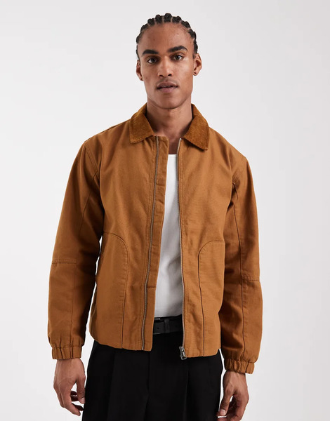  Only & Sons Chaqueta Color Tostado Intenso De Estilo Campero De Tejido Grueso Con Solapas De Pana De Only & Sons-brown 