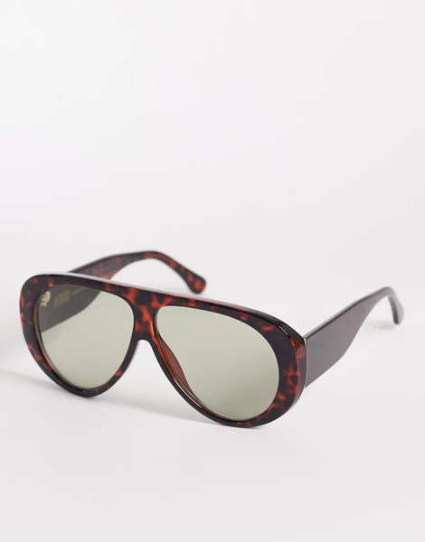  Other Stories Gafas De Sol Marrón Efecto Carey Redondeadas De Estilo Aviador Con Funda De Lino De & Other Stories-brown 