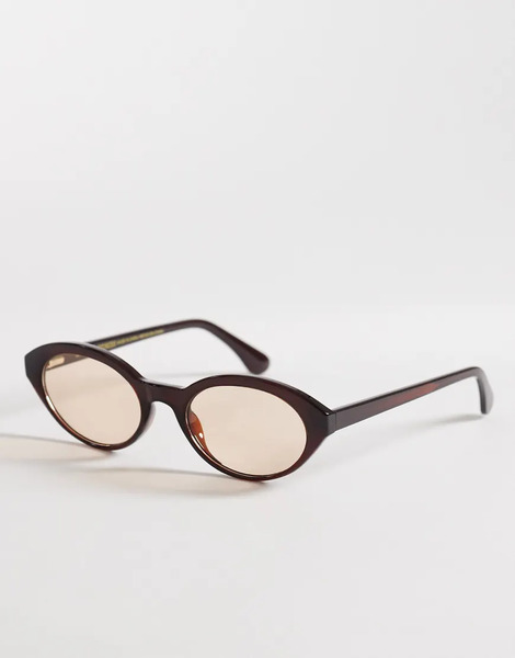  Other Stories Gafas De Sol Marrones Efecto Carey Con Montura Fina Ovalada Y Funda De Lino De & Other Stories-brown 