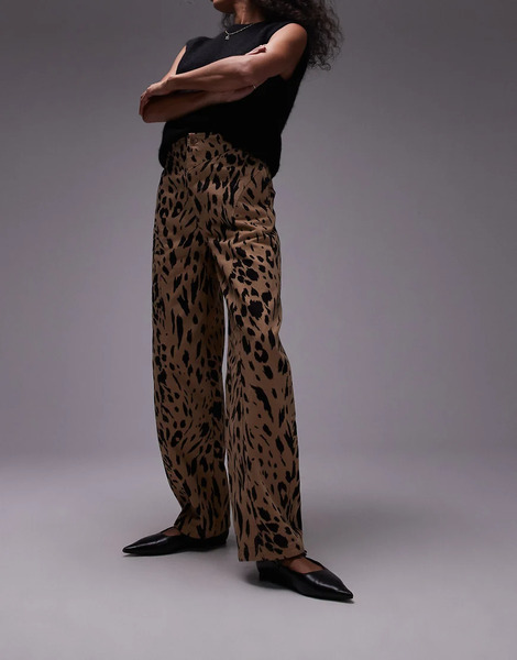   Other Stories Pantalones De Pernera Barrel Con Detalle De Costura Y Estampado De Leopardo De & Other Stories-marrón 