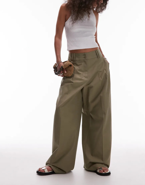   Other Stories Pantalones De Sastre Caquis De Pernera Ancha Holgada Con Pinzas Delanteras De & Other Stories-blanco 