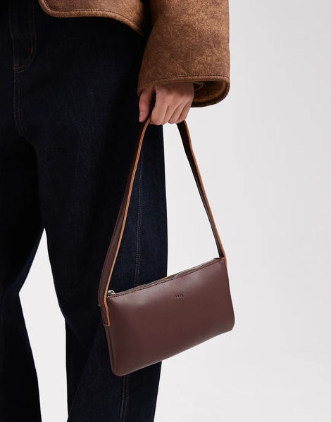  Pasq Bolso De Hombro Marrón Plano De Pasq-brown 