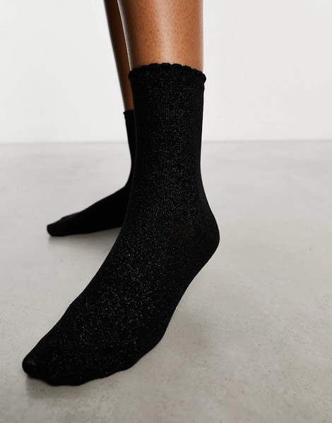  Pieces Calcetines Negros Con Purpurina De Pieces 