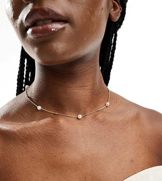  Pieces Collar Dorado Con Perlas Y Esferas De Pieces 