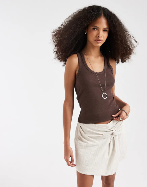  Pieces Falda Pantalón Beis Natural De Talle Alto Con Detalle Anudado De Algodón Texturizado De Pieces-neutro 