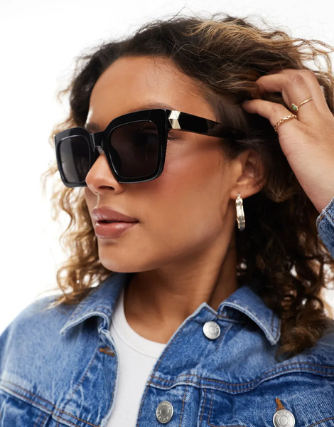  Pieces Gafas De Sol Negras Con Montura Rectangular De Pieces-negro 