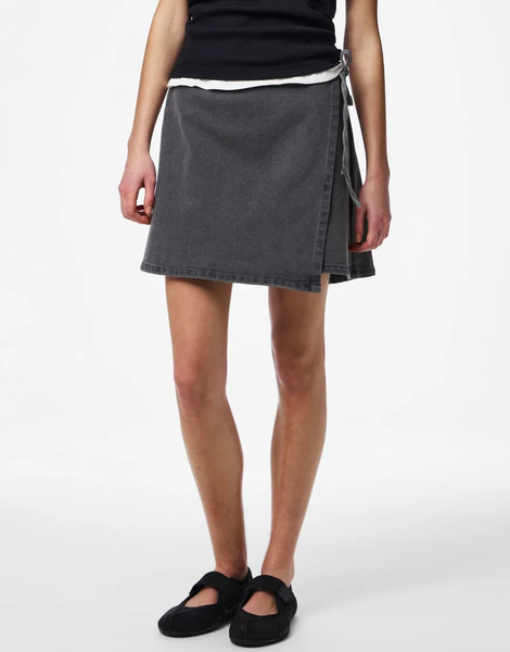  Pieces Pieces - Minifalda Vaquera Gris 