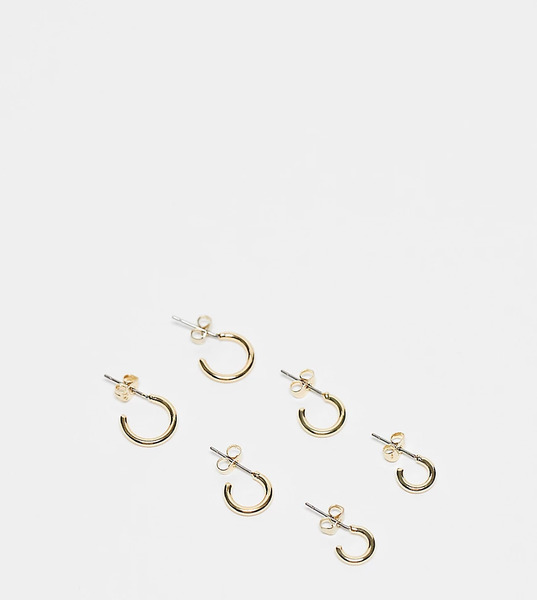  Pieces Pack De 3 Pares De Pendientes De Aros Grandes Y Pequeños Dorados Chapados En Oro De 18 Quilates Everyday De Pieces 