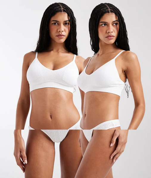  Pieces Pack De 2 Tangas Blancos De Pointelle De Pieces 