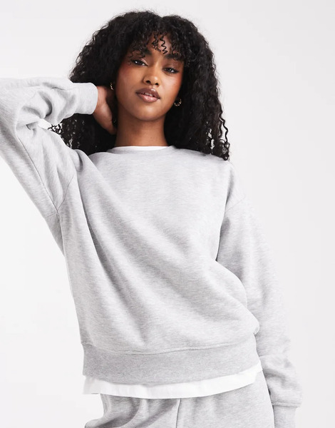  Pieces Sudadera Gris Claro Jaspeado Extragrande De Pieces (parte De Un Conjunto) 