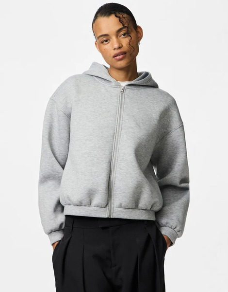  Pieces Sudadera Gris Claro Melange Con Capucha De Pieces 