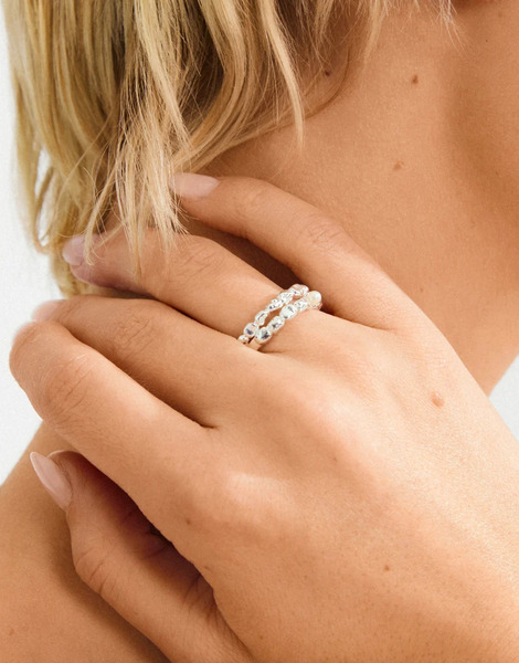  Pilgrim Anillo Chapado En Plata Shift De Pilgrim-blanco 