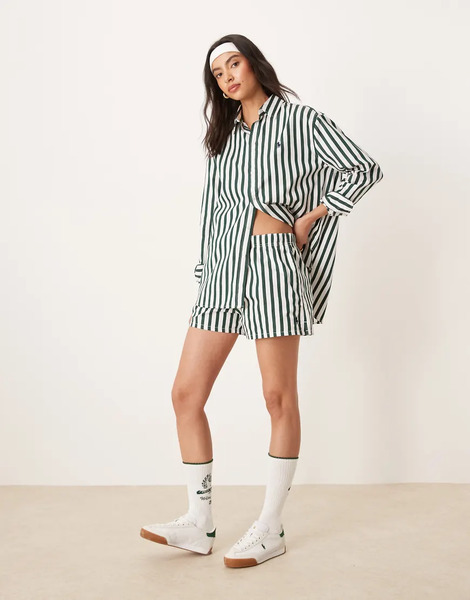  Polo Ralph Lauren Pantalones Cortos A Rayas Verde Oscuro Con Logo De La Colección Cápsula Wimbledon De Polo Ralph Lauren (parte De Un Conjunto)-blanco 