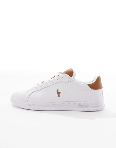  Polo Ralph Lauren Zapatillas De Deporte Blancas Con Logo De Caballo Tostado De Cuero Heritage Court De Polo Ralph Lauren-blanco 