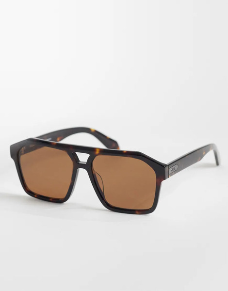  Quay Australia Gafas De Sol Color ámbar Efecto Carey Grandes De Estilo Aviador Con Lentes Azul Aguamarina Soundcheck De Quay-brown 