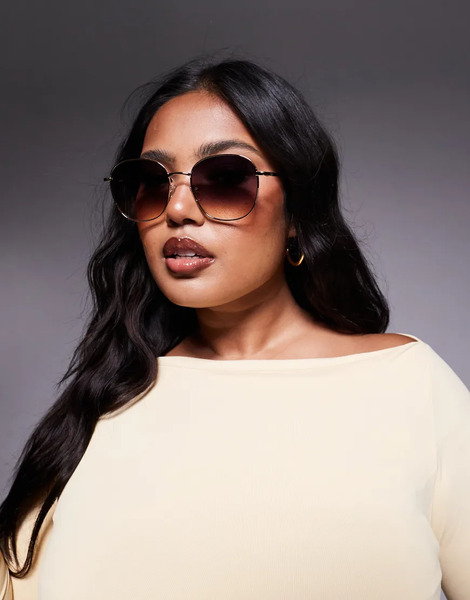  Quay Australia Gafas De Sol Con Montura Redondeada De Metal Y Lentes Degradadas De Morado A Naranja Jezabell De Quay 