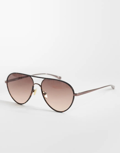  Quay Australia Gafas De Sol Marrón Oscuro Efecto Carey Y Marrón Chocolate De Estilo Aviador De Metal Say Less De Quay-brown 
