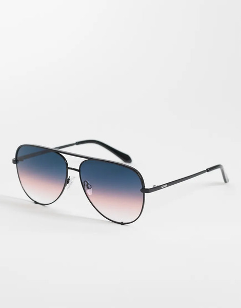  Quay Australia Gafas De Sol Negras De Estilo Aviador De Metal Con Lentes Color Cerceta Brillante High Key De Quay-negro 