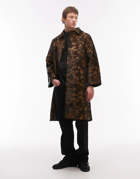  Rains Gabardina De Sastre Larga Marrón Impermeable Unisex Con Estampado Efecto Barro 21520 Nara De Rains-brown 