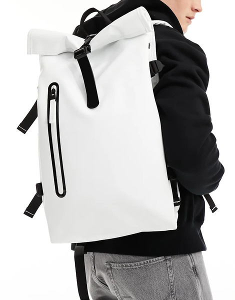  Rains Mochila Grande Blanco Pastel Unisex Impermeable Con Detalles En Contraste Y Parte Superior Enrollable De Rains 