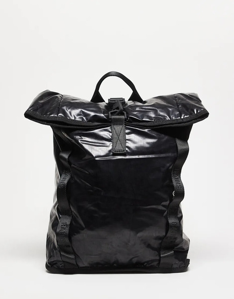  Rains Mochila Pequeña Negra Impermeable Con Parte Superior Enrollable Y Acabado Brillante 14740 Sibu De Rains-negro 