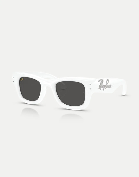  Ray-ban Gafas De Sol Blancas Con Montura Cuadrada Gruesa Con Strass Y Lentes Negras Wayfarer Puffer Crystal Edition De Ray-ban-blanco 