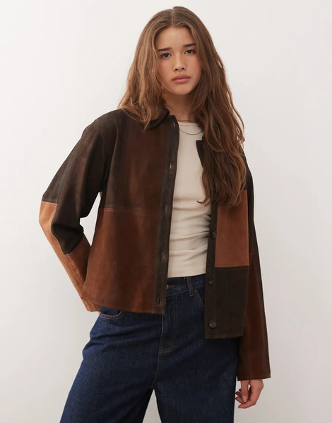 Reclaimed Vintage Chaqueta Color Tostado Con Paneles Variados En Contraste Estilo Patchwork De Ante Auténtico Premium De Reclaimed Vintage-brown 