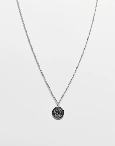  Reclaimed Vintage Collar Plateado Pulido Unisex Con Colgante De San Cristóbal De Acero Inoxidable De Reclaimed Vintage 