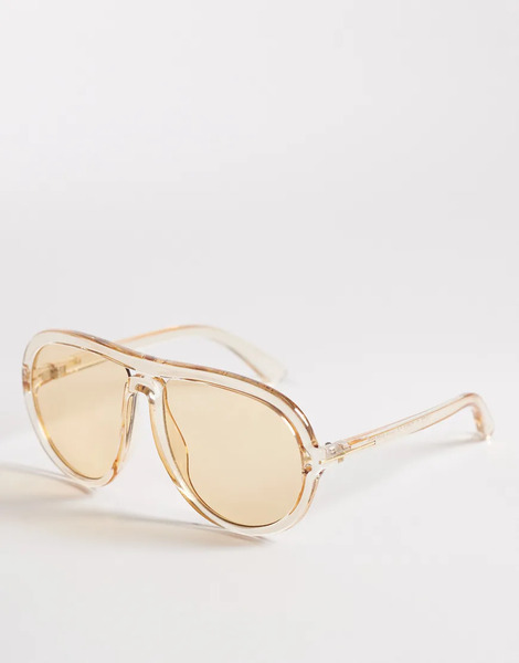  Reclaimed Vintage Gafas De Sol Amarillas Extragrandes De Estilo Aviador Con Lentes Claras De Reclaimed Vintage-amarillo 