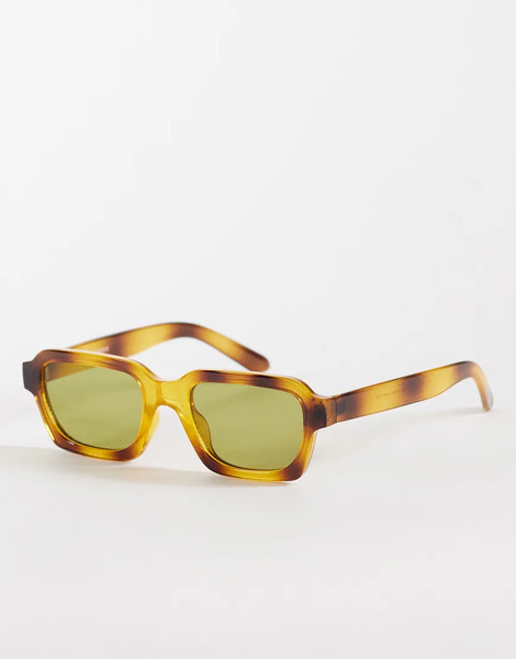  Reclaimed Vintage Gafas De Sol Marrón Claro Efecto Carey Unisex Cuadradas Con Lentes Verdes De Reclaimed Vintage-multicolor 