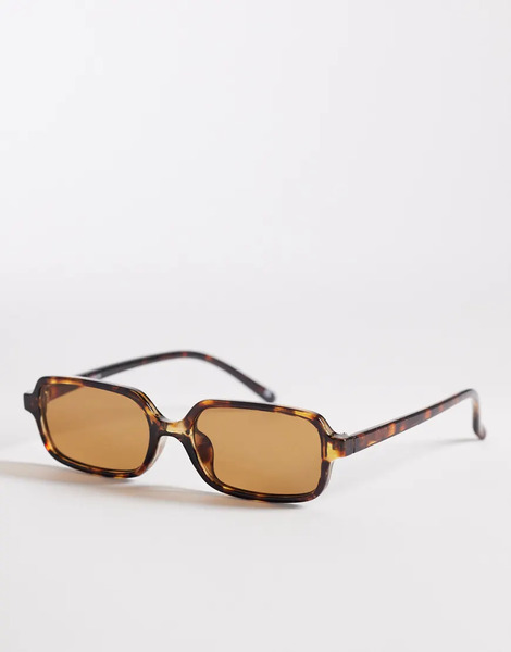  Reclaimed Vintage Gafas De Sol Marrón Oscuro Efecto Carey Unisex Con Montura Rectangular Estrecha Y Lentes Naranjas De Reclaimed Vintage-brown 