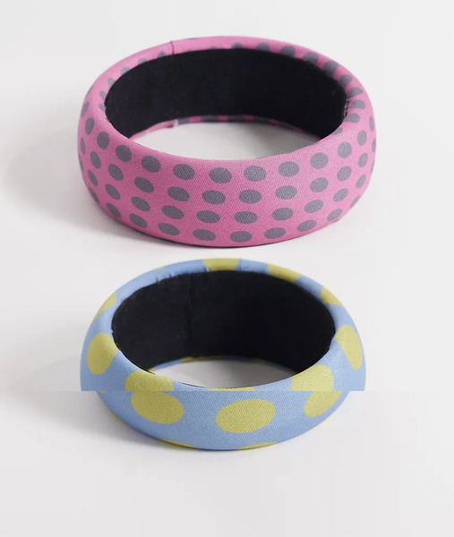  Reclaimed Vintage Pack De 2 Pulseras Rígidas De Colores Con Estampado De Lunares De Tejido De Reclaimed Vintage-multicolor 