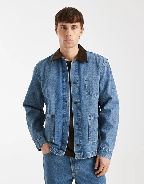  Redefined Rebel Chaqueta Vaquera Azul Medio De Estilo Utilitario Con Solapas En Contraste Wallace De Redefined Rebel 