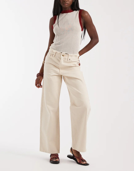  River Island Vaqueros Blanco Hueso De Pernera Recta Holgada De River Island 