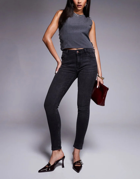  River Island Vaqueros Negros De Corte Pitillo De River Island 