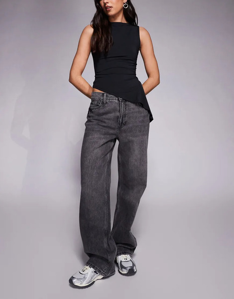  River Island Vaqueros Negros De Pernera Recta Holgada De River Island 