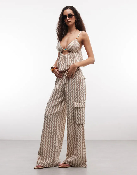  Roxy Roxy - Pantalones Playeros Beis A Rayas En Zigzag-neutro 