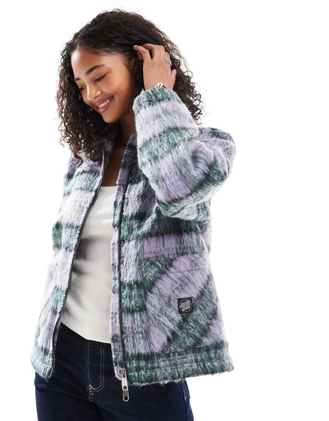  Santa Cruz Chaqueta A Cuadros Verdes Y Lilas Estilo Camisa Holgada Con Cremallera Bidireccional De Santa Cruz-multicolor 