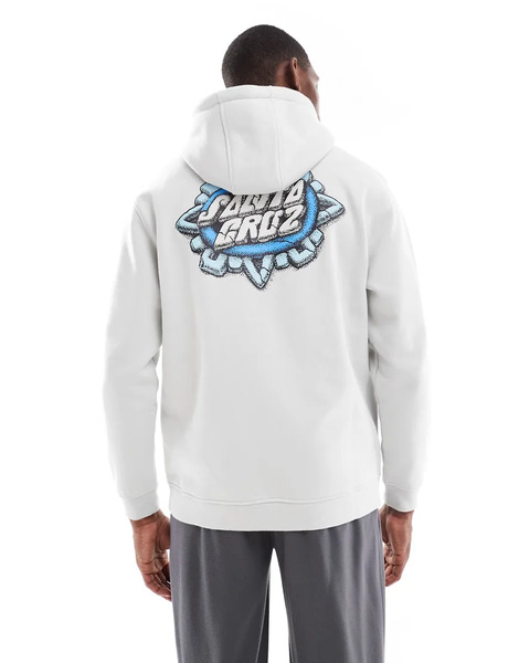  Santa Cruz Sudadera Gris Claro De Corte Estándar Con Capucha, Estampado En La Espalda Y Gráfico Del Logo De Santa Cruz 