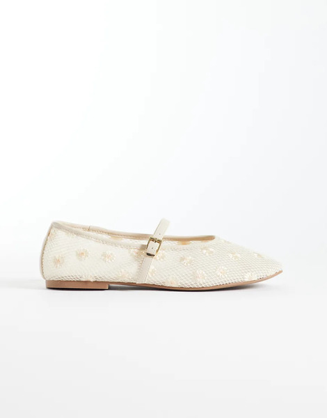  Schuh Bailarinas Planas Con Diseño Entretejido Con Margaritas Y Dos Hebillas De Malla Lisbeth De Schuh-multicolor 