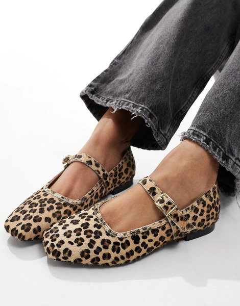  Schuh Merceditas Estilo Bailarinas Con Estampado De Leopardo Y Acabado De Pelo De Poni Lille De Schuh-multicolor 